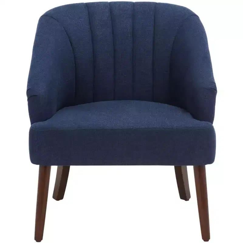 Polyester & Wood Accent Chair — White