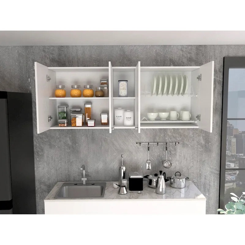 Wall Cabinet Double Door White Finish
