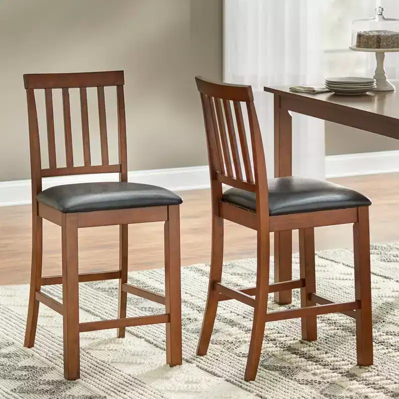 Buylateral Set of 2 Georgetown 24" Counter Height Barstools Espresso: Rubberwood, Upholstered, Armless