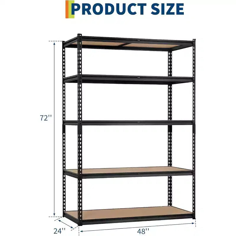 5-Tier Garage Storage Shelves, 48L x 24W x 72H in, Heavy Duty Shelving Rack with Adjustable Shelf for Pantry Warehouse