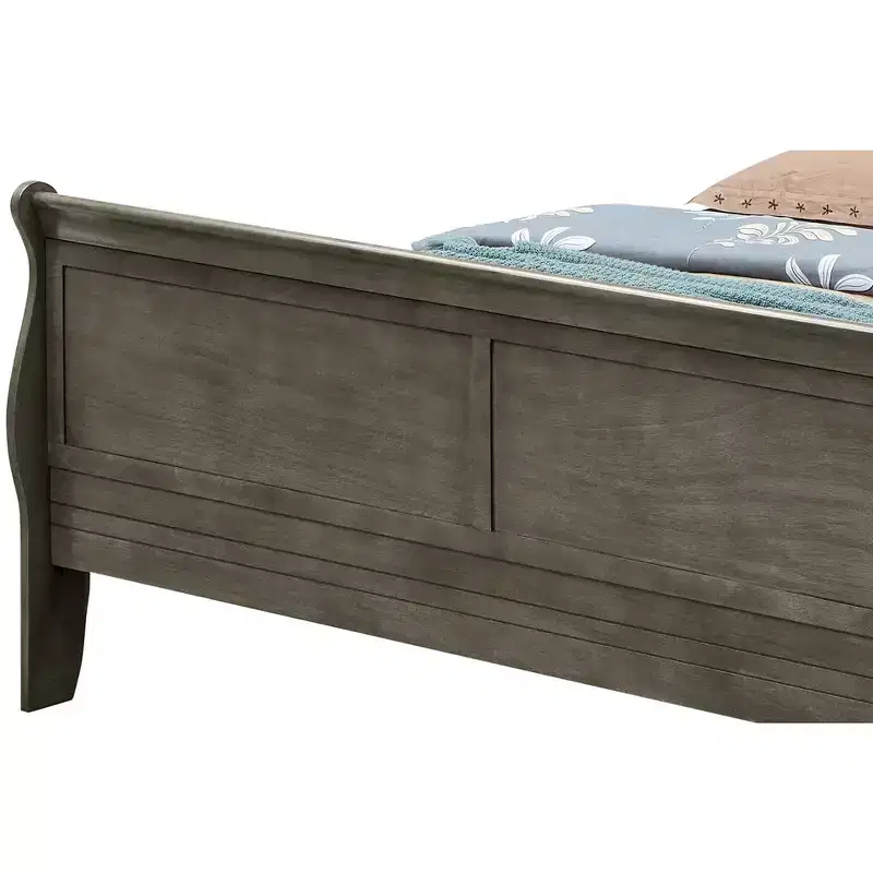 Passion Furniture Louis Philippe King Sleigh Wood Bed with High Footboard