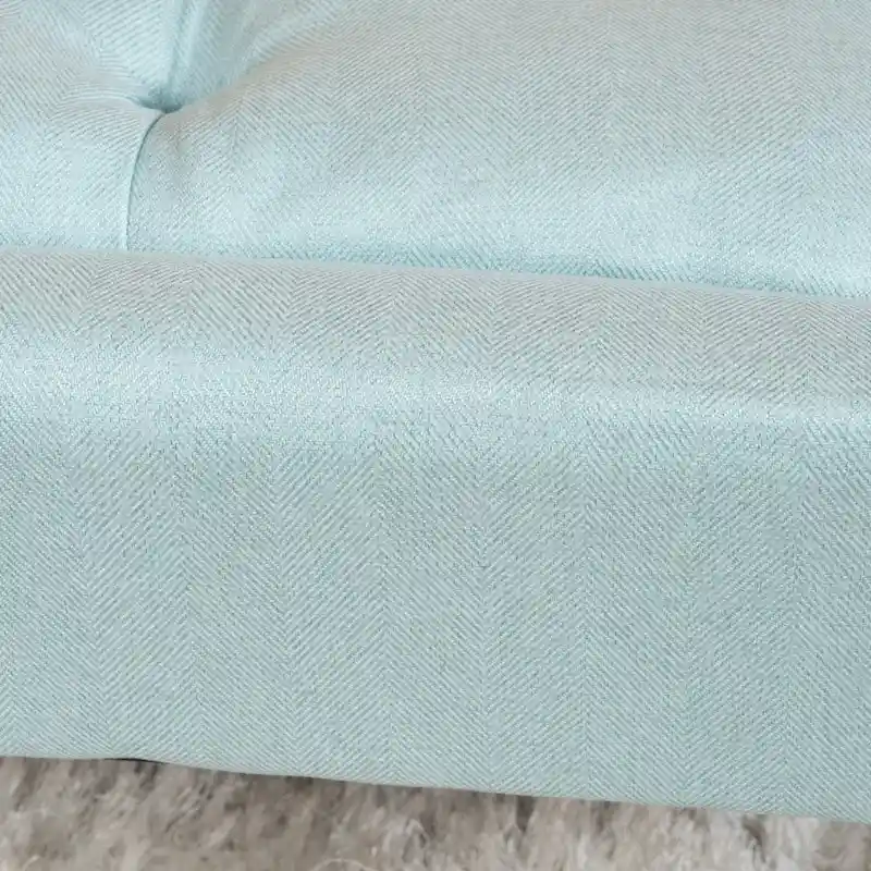 Tufted Fabric Ottoman Bench with Wooden Legs