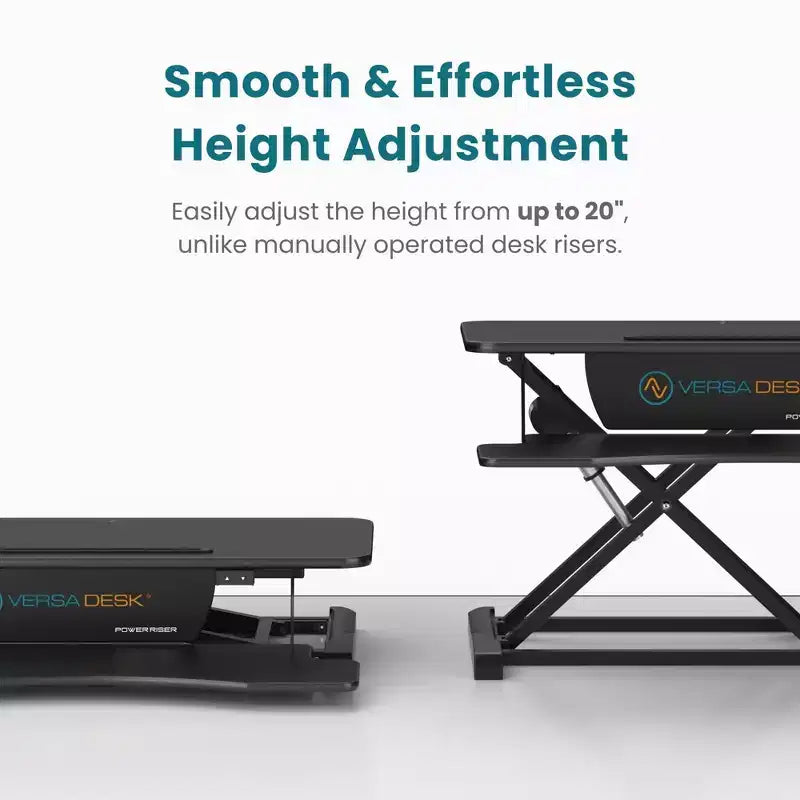 VersaDesk PowerRiser Electric Height Adjustable Standing Desk Converter for Dual Monitor & Laptop Workstations