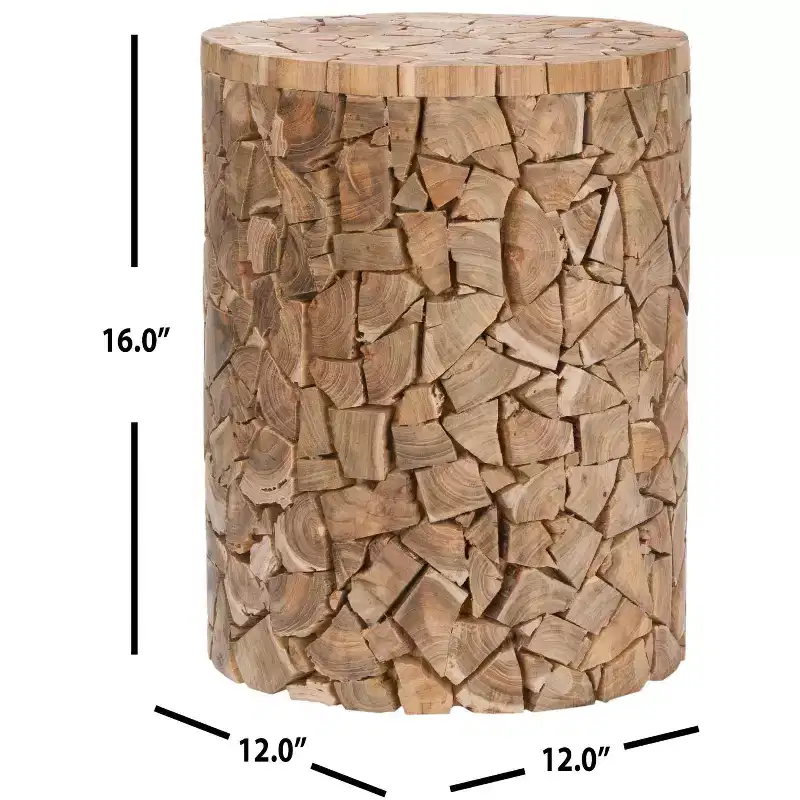 Canyon Round Stool - FOX1000 - Medium Oak - Safavieh Couture