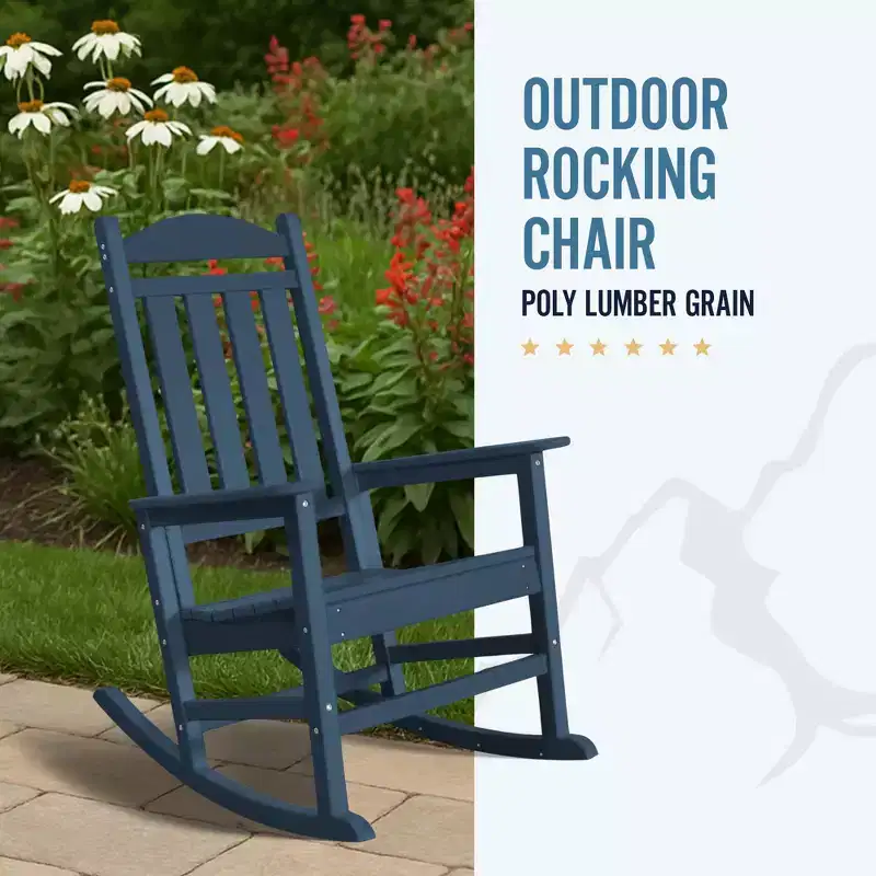 Trappers Peak Outdoor Rocking Chair Poly Lumber Grain, Steel Frame
