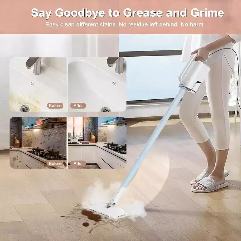 Teendow 6-in-1 Steam Mop for Floor Cleaning, Multi-Function Steam Vacuum Cleaner for Hardwood Floors and Carpet, Blue