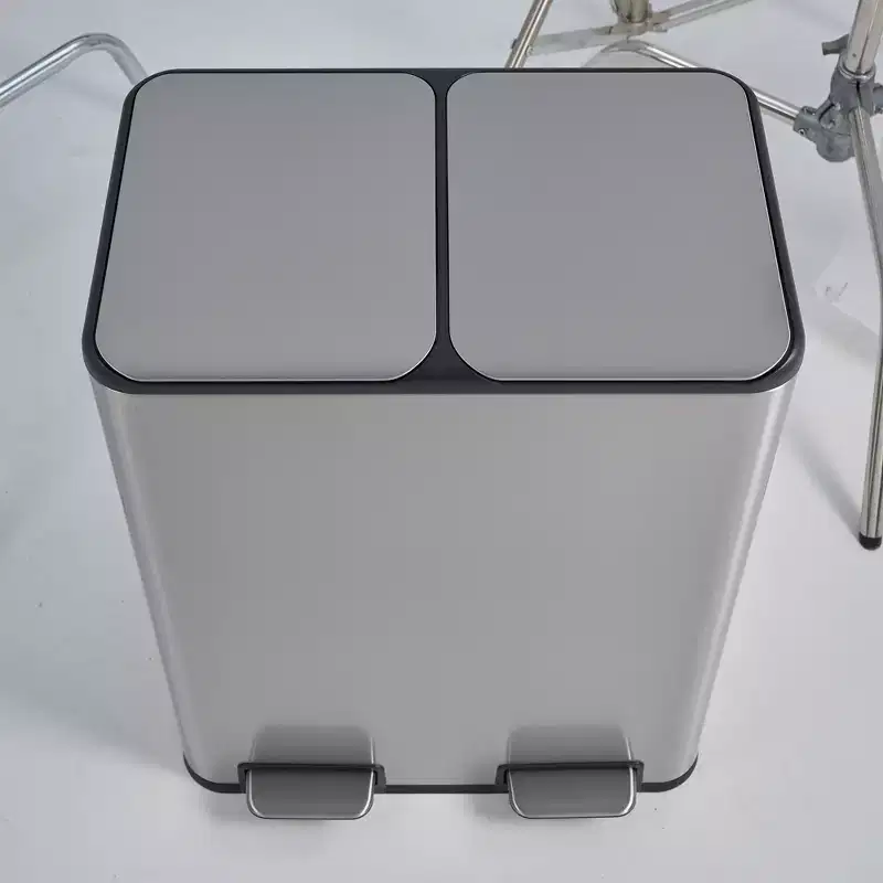 NAYSAYE Anti-Slip Trash Can with Liner Lock, 60L Stainless Steel Kitchen Bin, Soft Close Lid - Perfect for Kitchens Laundry Rooms, Gray, 29*22*17