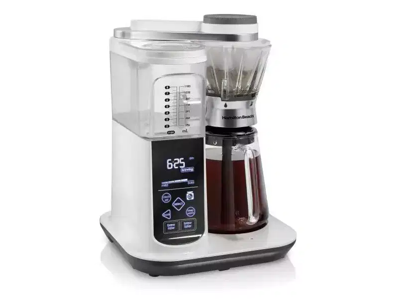 Hamilton Beach Pour Over Coffee 46700: 8-Cup Electric Coffee Maker, Dishwasher-Safe, White, 1350W, Cone Filter