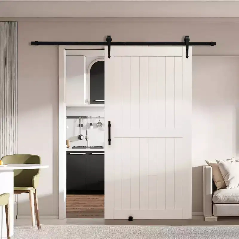 VEVOR Sliding Barn Door,42x84 in,High-Strength MDF Panel, Barn Door with Hardware Kit, Water-Proof PVC Surface, Easy to Install, H-Frame,Black&White