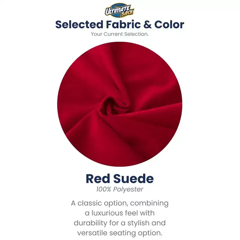 Ultimate Sack 6ft Bean Bag Chair and Footstool, Oversized Lounger, Red Suede