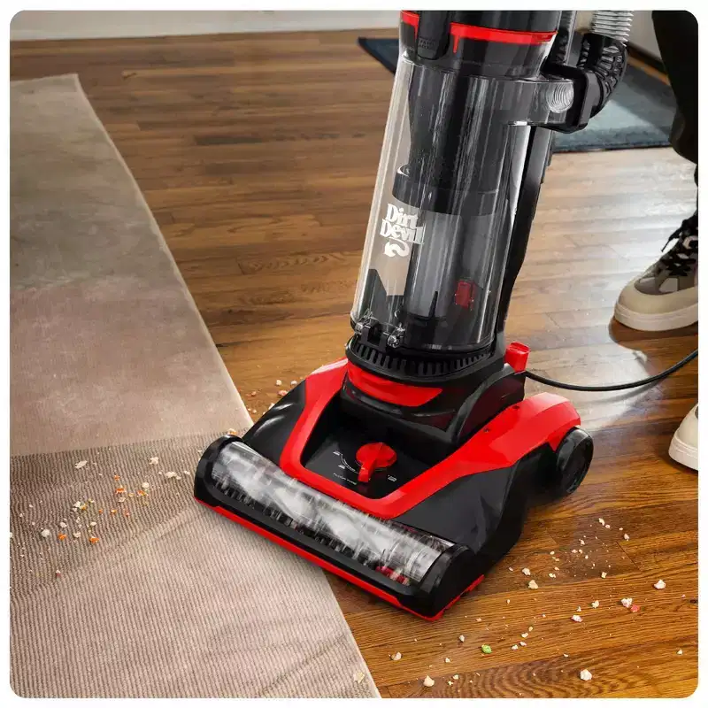 Dirt Devil Multi-Surface Reach+ Upright Vacuum UD76330 Black/Red: Bagless, Pet Hair Pick Up, Washable Filter, 25ft Cord, 1.5L Capacity