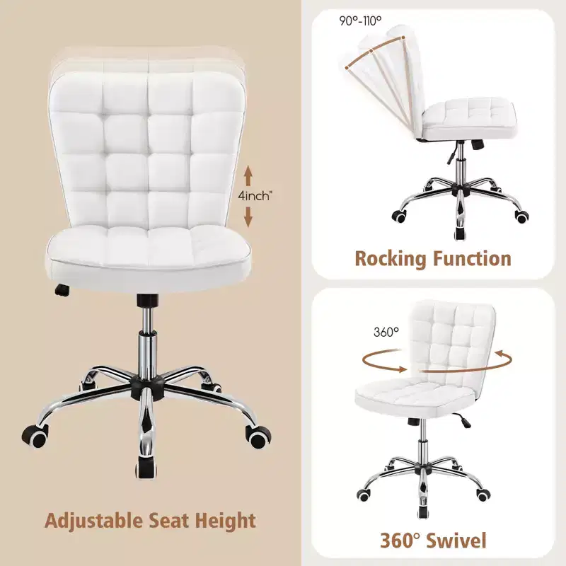 Yaheetech Modern Mid-back Office Chair Armless Desk Chair