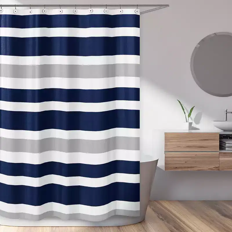 Sweet Jojo Designs Shower Curtain 72in.x72in. Stripe Blue Grey