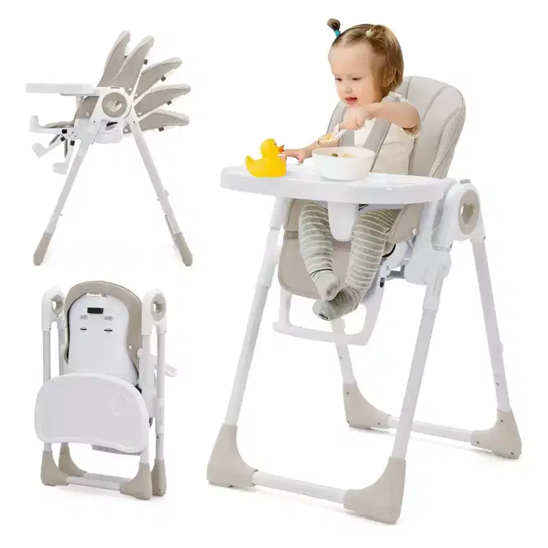 GustoWave Baby High Chair for Toddlers 1-4 Years Old,Foldable Baby High Chair with Removable Tray, Lightweight Folding Chair
