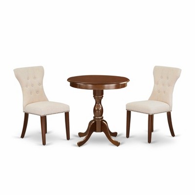 HomeStock Round Wood Dining Table Set Mahogany Finish