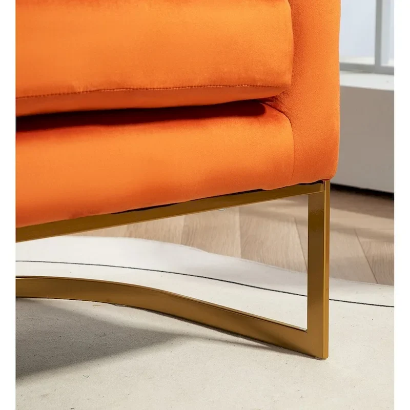 Velvet Accent Armchair with Gold Metal Frame