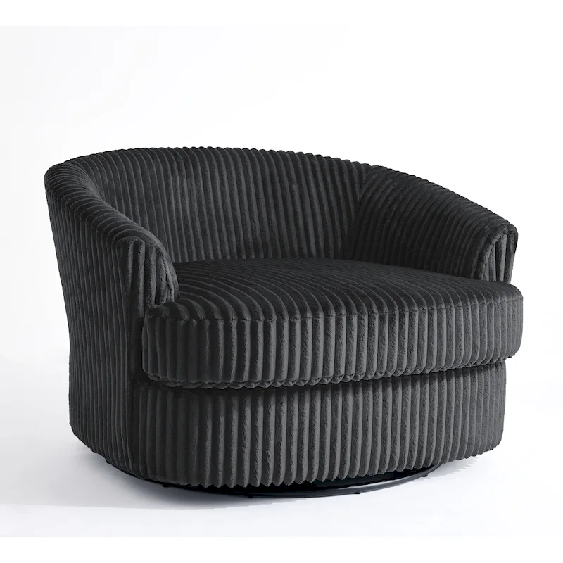 Fauteuil pivotant surdimensionné 43 W en velours côtelé pelucheux avec accoudoirs encastrés