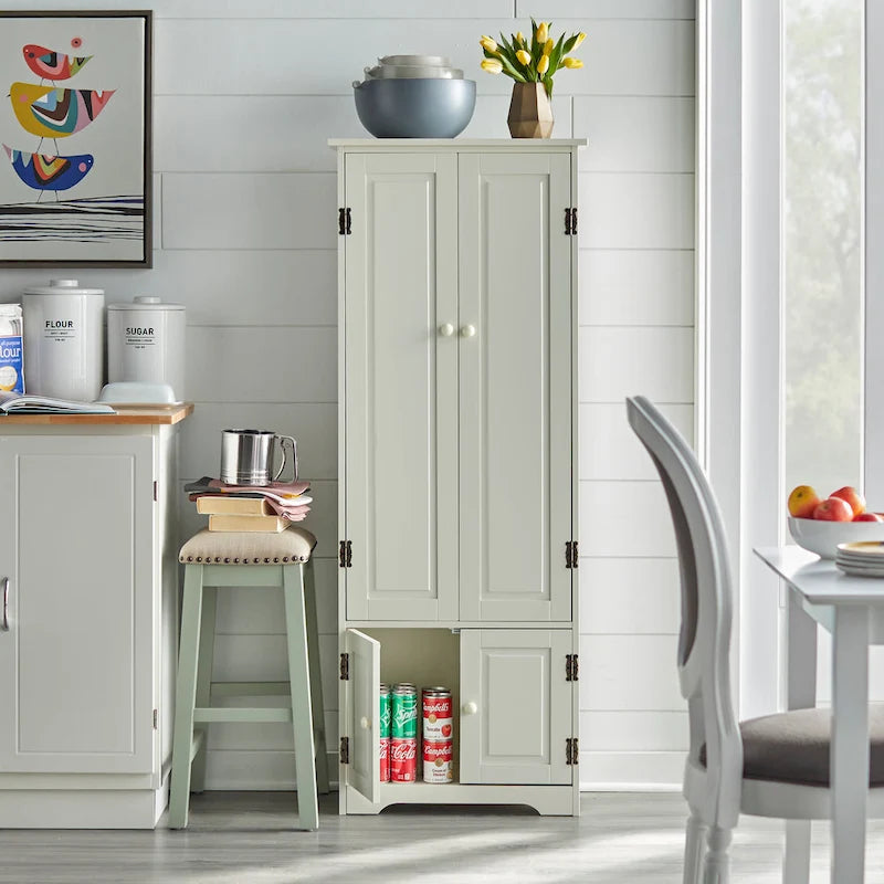 Modern Farmhouse Extra-Tall Storage Cabinet - Freestanding Floor Cabinet for Living Room