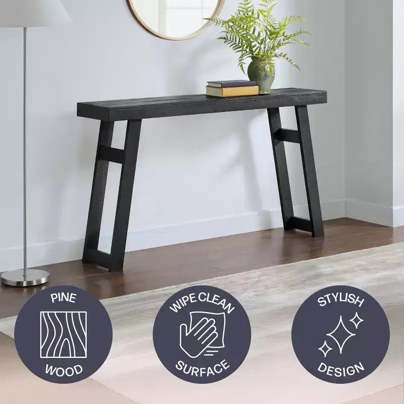 Alaterre Furniture Lawas Solid Wood Console Table - 56 Inch Modern Farmhouse Entryway Table