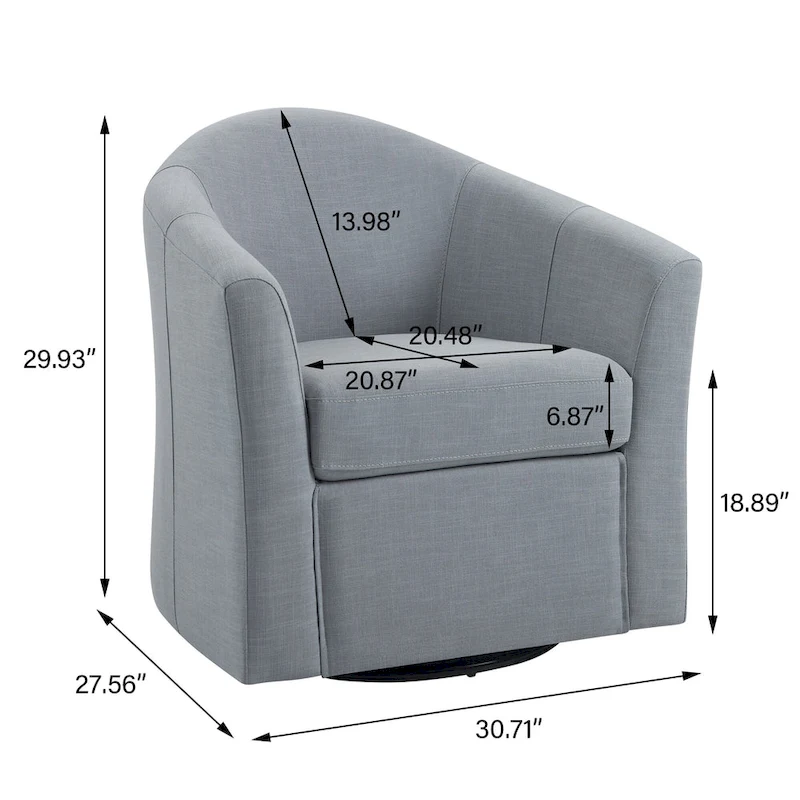 Ensemble de 2 fauteuils pivotants modernes rembourrés de style tonneau, fauteuils d'appoint pour salon