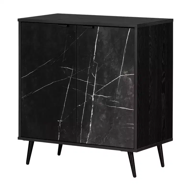 2-Door Storage Cabinet, Black Oak/Black