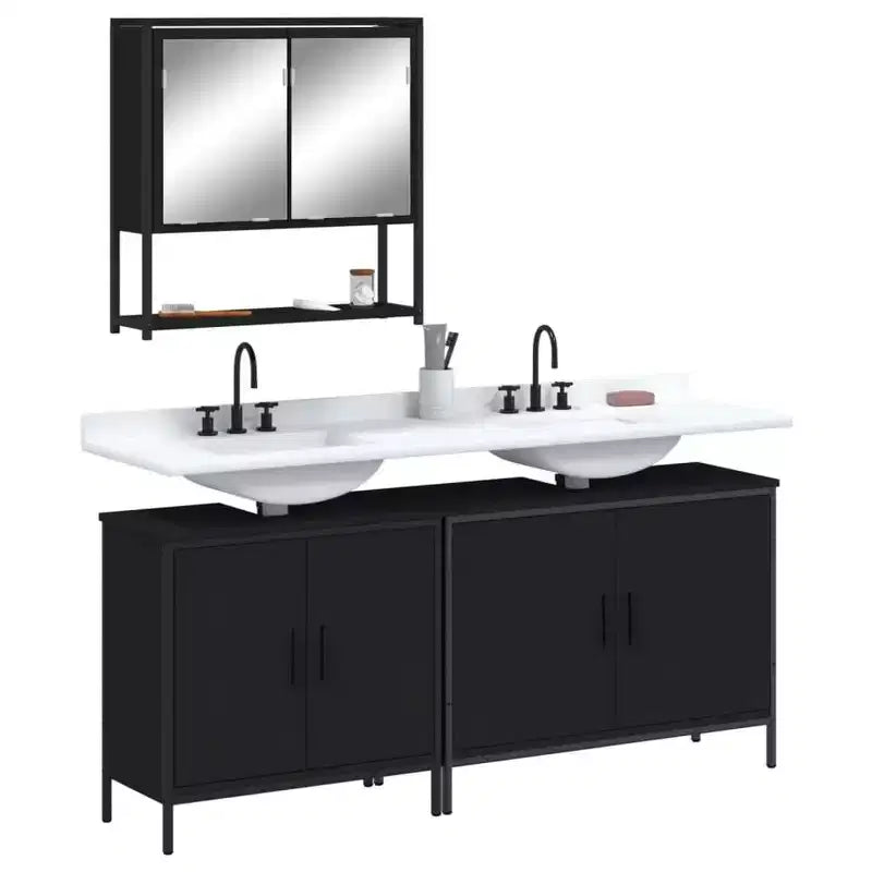 vidaXL Bathroom Furniture Set with Shelf 3 pcs Engineered wood Modern Design