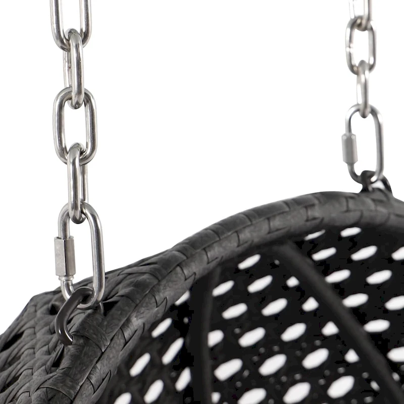 Fauteuil suspendu œuf LeisureMod pour 2 personnes avec support - Balancelle hamac/fauteuil roulant d'extérieur/intérieur en rotin tressé avec coussins