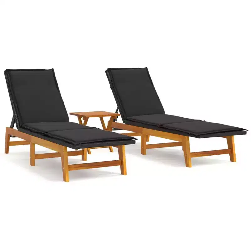 vidaXL Garden Lounge Set Black and brown PE rattan Standard