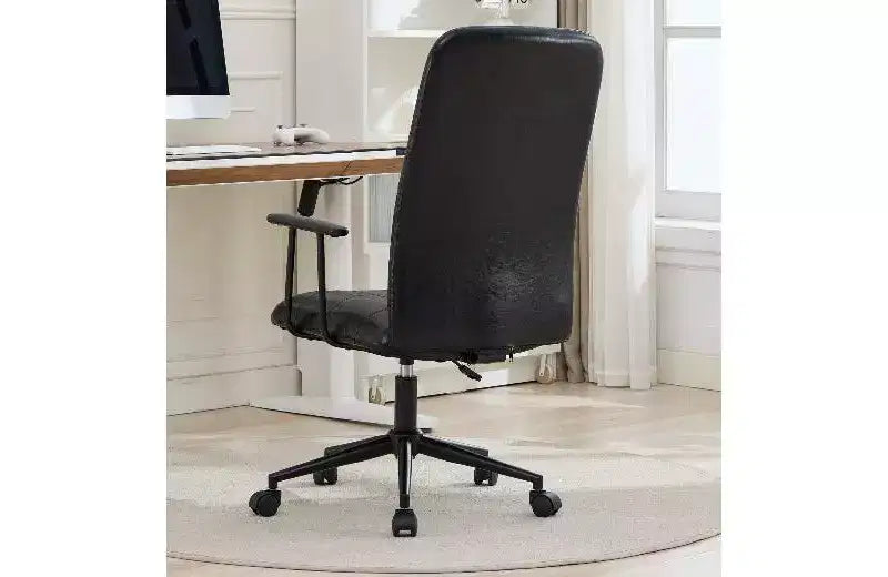 TUYOHW High Back Swivel Chair, Ergonomic Office Chair with Adjustable Gas Lift, PU Leather Home Office Desk Chair with Armrests & Wheels