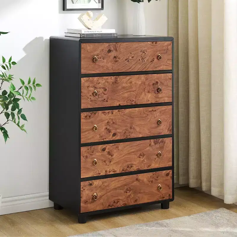 7-Drawer Dresser with Curved Profile, Natural Oak, Scratch-Resistant, 1000 lb Top Capacity