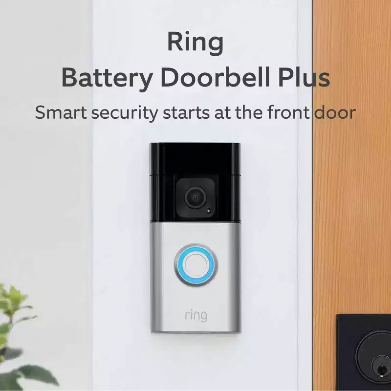 Ring Battery Doorbell Plus – Smart Wi-Fi Video Doorbell with Head-to-Toe HD+ Video - Satin Nickel: Outdoor Wireless Security