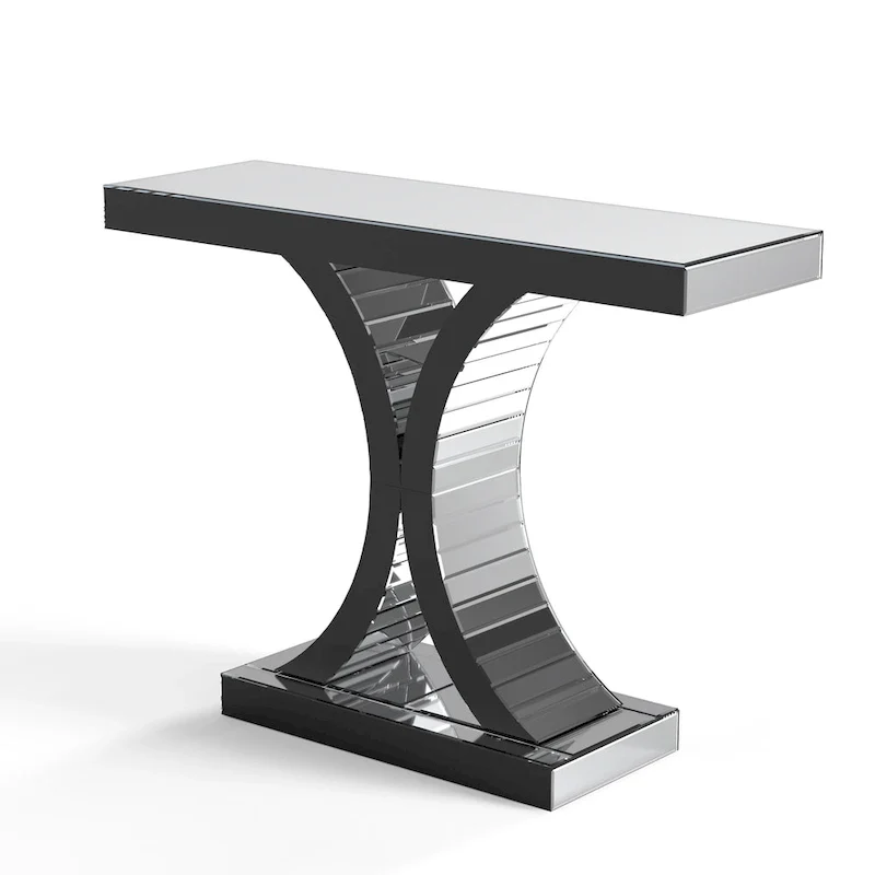 Mirrored Console Table with X-Cross Legs