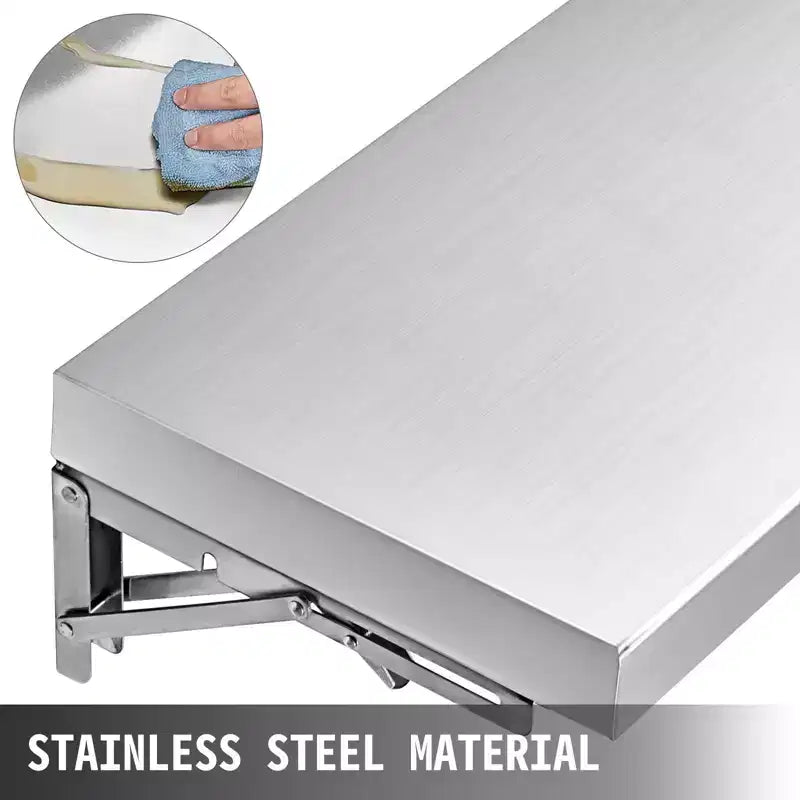 VIYET 71 Concession Shelf-Stainless Steel Frame & Surface, Food Trailer Serving Window