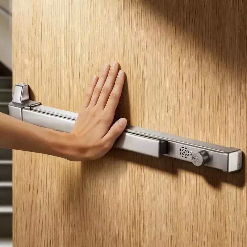 VEVOR Push Bar Panic Exit Device, 31 Stainless Steel Commercial Panic Bar for Exit Doors, with Auto Alarm System and Sticker, Silver