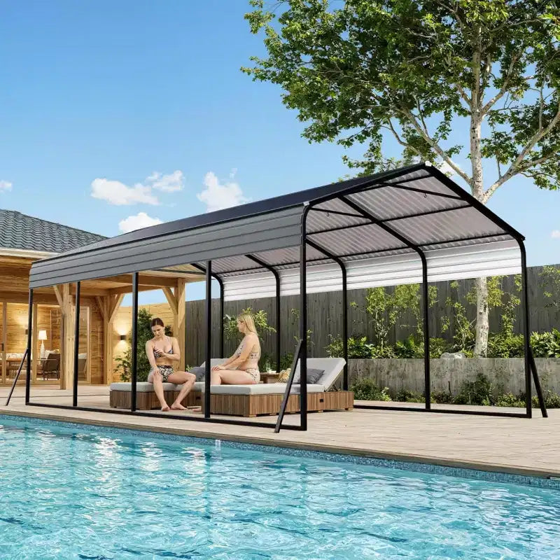 12 x 20 FT Heavy-Duty Steel Carport Shelter with Anchor Kit