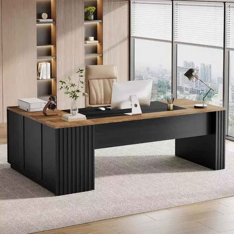 Lantine 78 L Shaped Executive Desk with Drawers, Computer Desk with Cabinet, Business Furniture Sets Workstation for Home Office