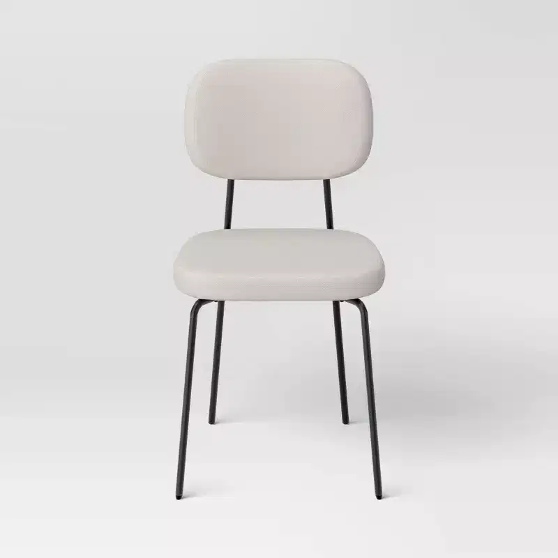 Set of 2 Upholstered with Metal Base Dining Chair Chairs Cream Boucle - Room Essentials™