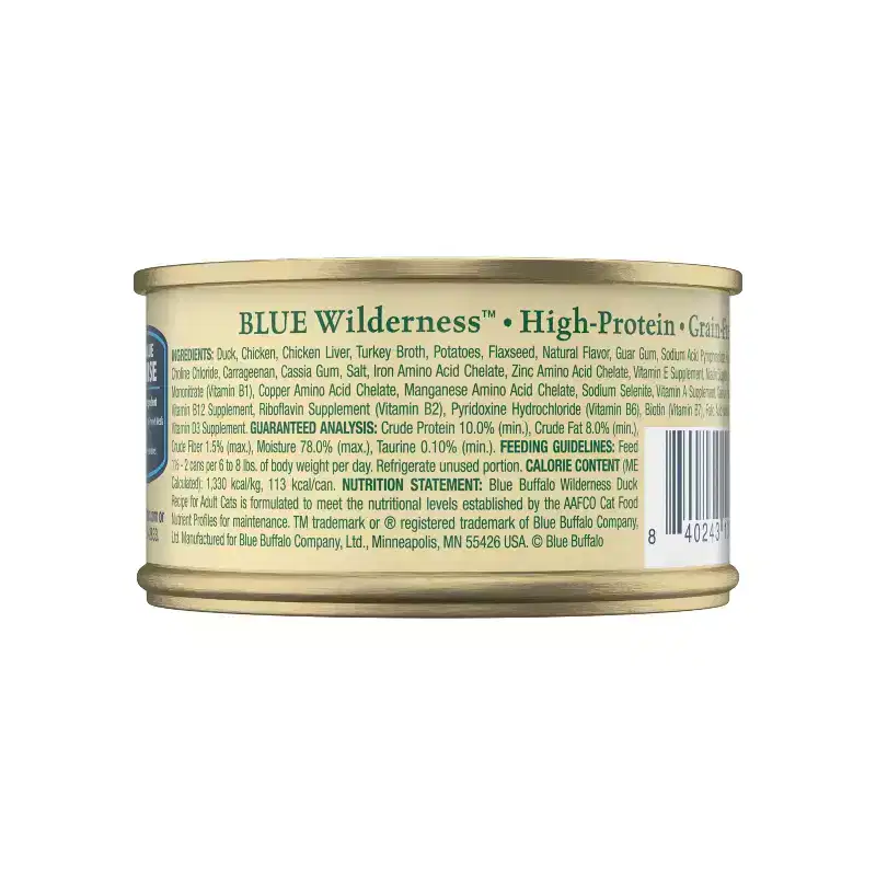 Blue Buffalo Wilderness High Protein Grain Free Natural Adult Pate Wet Cat Food with Duck Recipe - 3oz