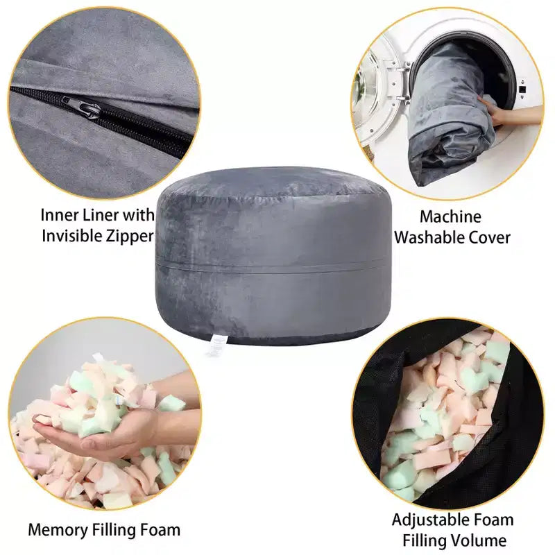 4 Ft Large Bean Bag Chair for Adults & Teens - Shredded Foam Fill, Soft Velvet Fabric