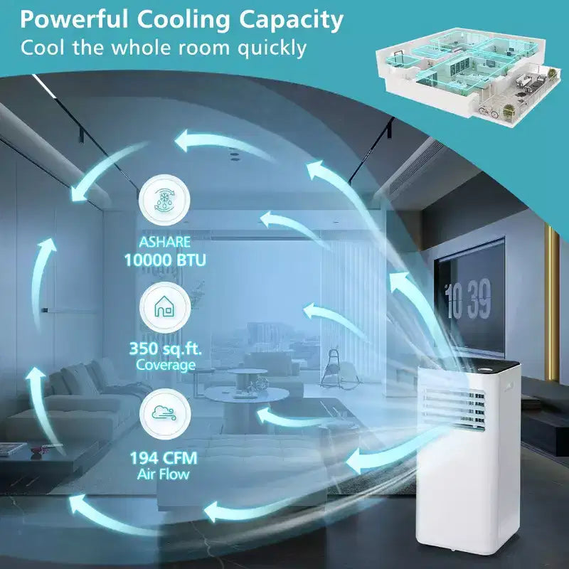 Costway 10000 BTU Portable Air Conditioner 3-in-1 Air Cooler with Fan Dehum Sleep Mode