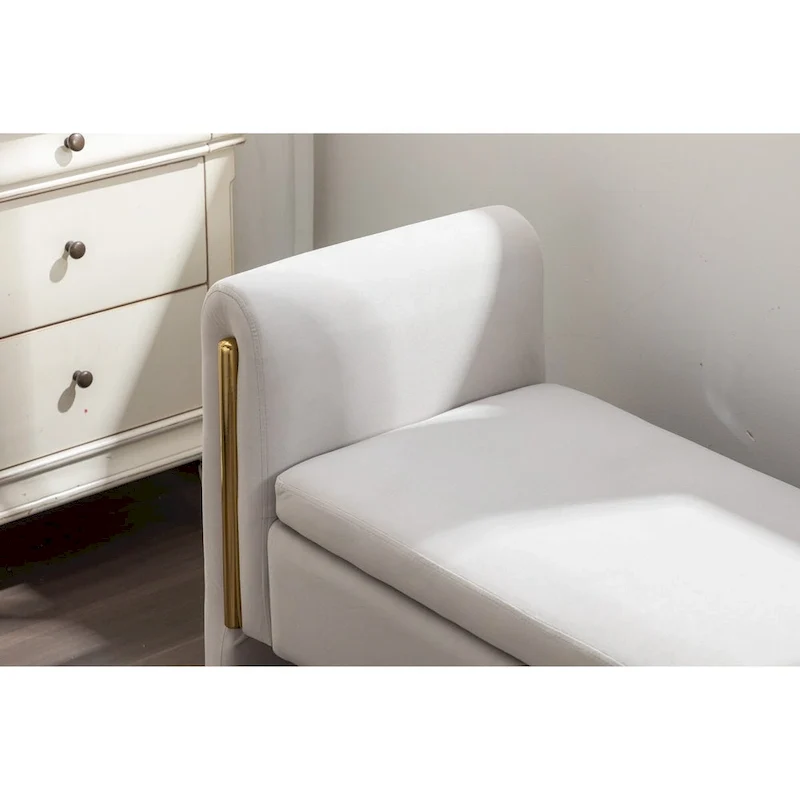 Velvet Storage Bench with Metal Trim