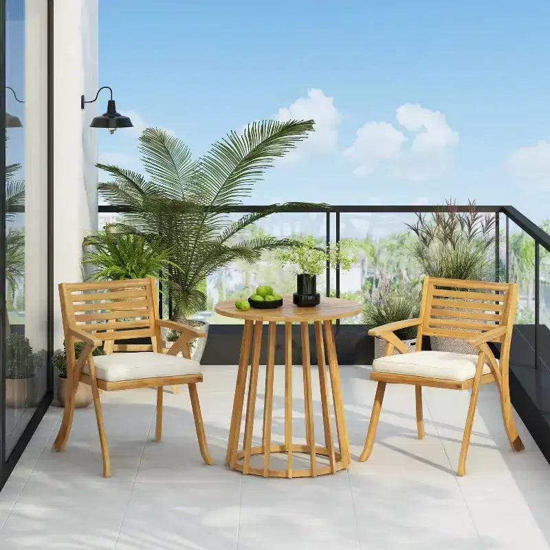 Christopher Knight Home Zephyr Outdoor Acacia Wood Dining Set with Cushions, Teak