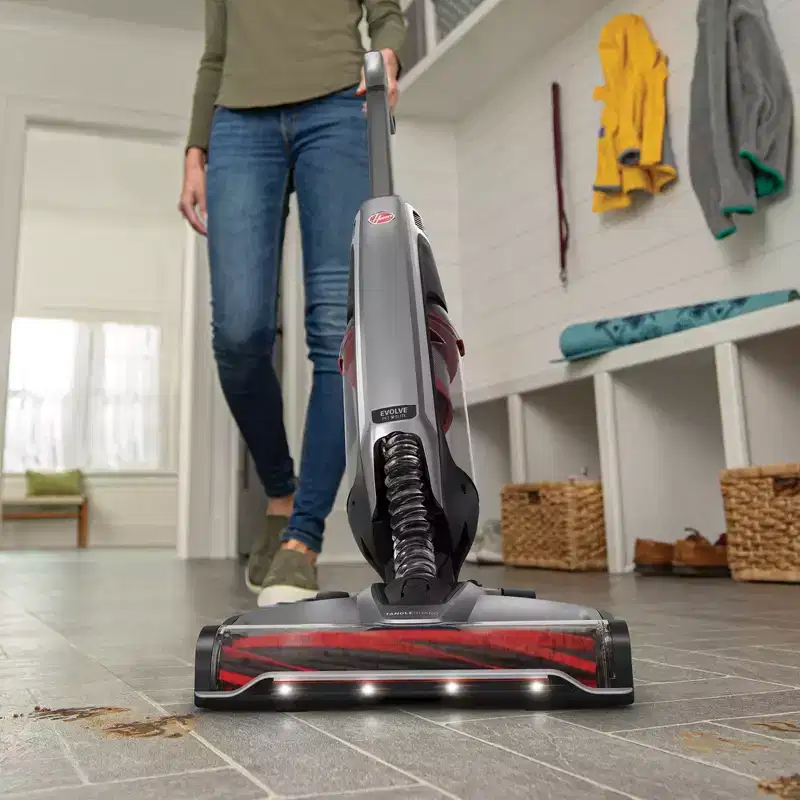 Hoover Evolve Pet Elite Cordless Upright Vacuum BH53801 10"Cleaning Path Gray/Red: Lightweight, Bagless, Multi-Surface, Pet Hair, 35 Min Run Time