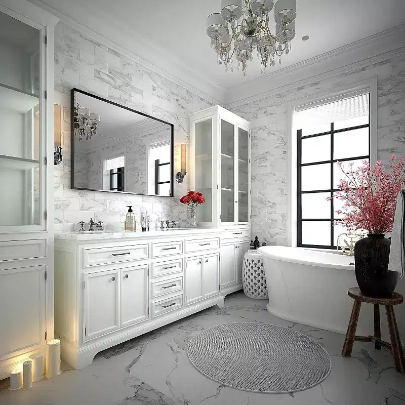 Bathroom Mirror 40x30inch Modern Rectangular Wall-Mounted Square Corner Vanity Mirror with Metal Frame for Living Room Entryways 40x30in
