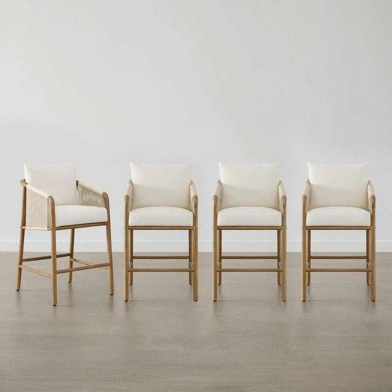 Lynn Counter Height Bar Stool with Braid Wood Arm Set of 2