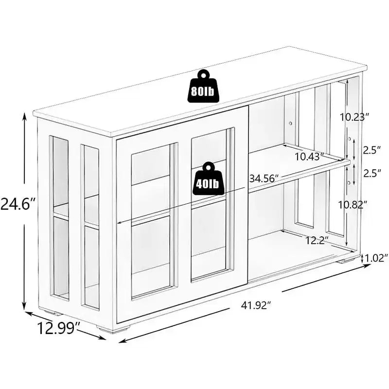 Buffet Cabinet Modern Wooden with Sliding Glass Doors, Versatile Storage Stand for Kitchen, Dining Room, or Living Room
