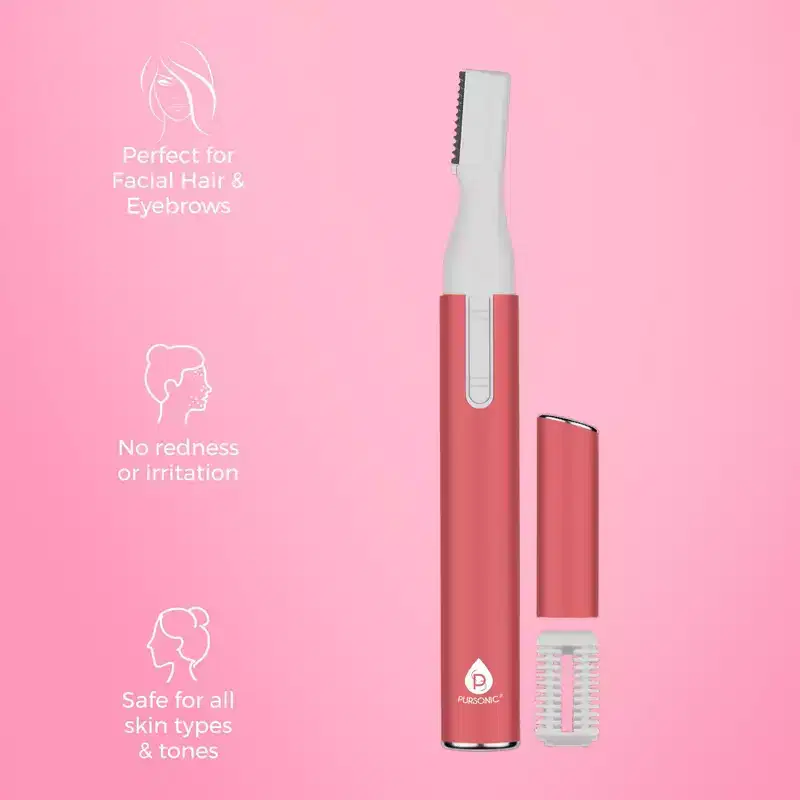 Precision Beauty Duo: Painless Electric Shaver - The Claudine Collection & Pursonic Facial Trimmer & Eyebrow Styling Kit