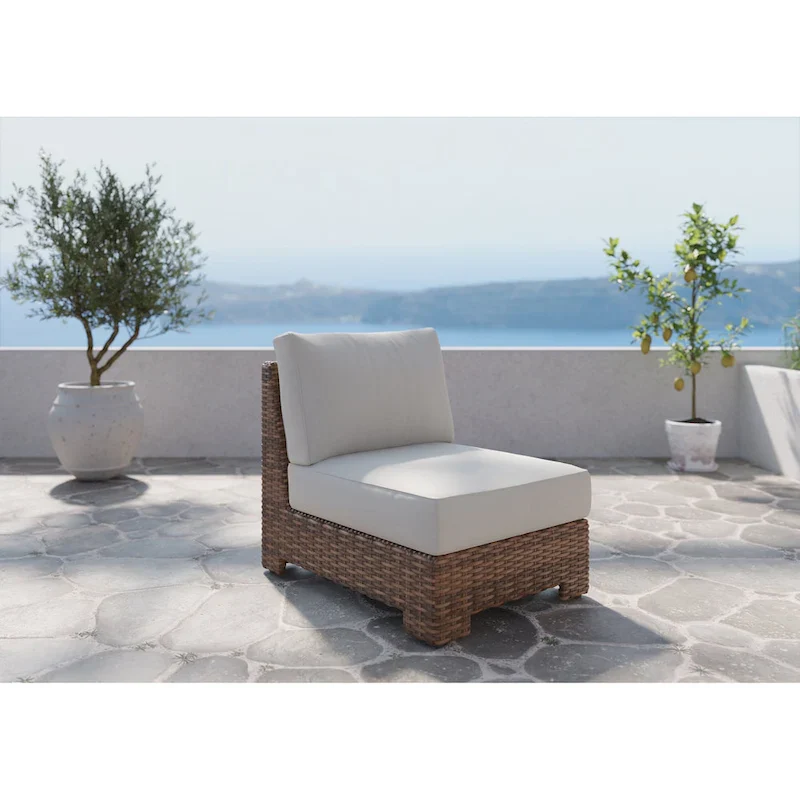 Nico Sunbrella Armless Center, Natural Teak
