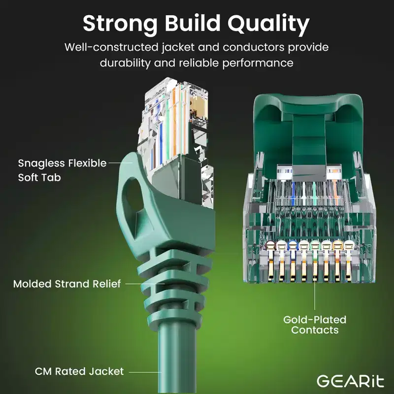 GEARit Flexible Soft Boot Cat6 Ethernet Patch Cable, Green