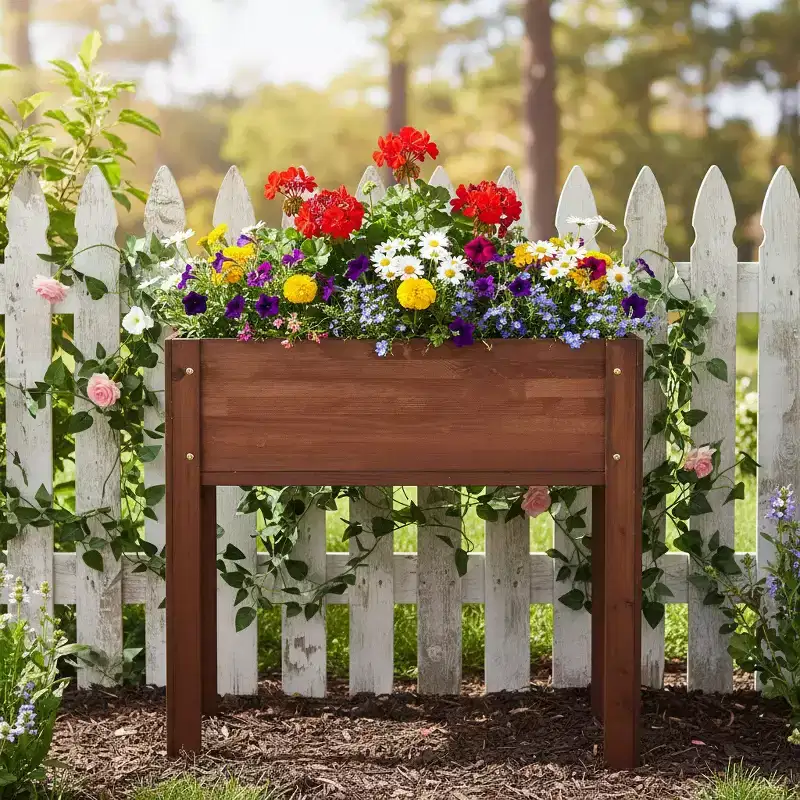 31x31x16 inch Raised Garden Bed with Legs, Elevated Wooden Planter Box for Outdoor Plants